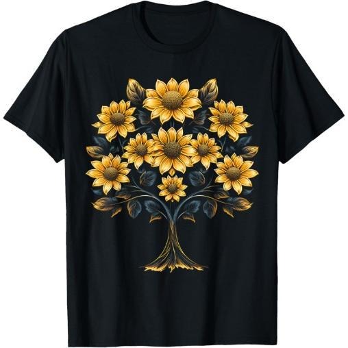 Sunflower Tree Art Graphic Flower Motif Sunflower T-Shirt Made in USA Hoodie, Sweatshirt | DripVista.com