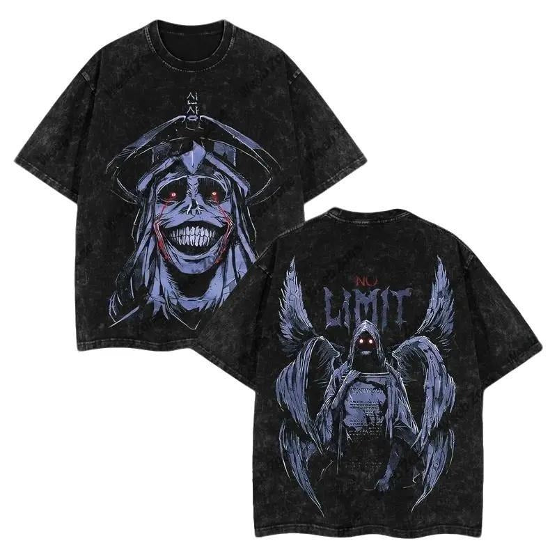 Sung Jin Woo - Solo Leveling Vintage Unisex Oversize Anime Washed Heavyweight Cotton T- shirt, graphic tee, anime merch...