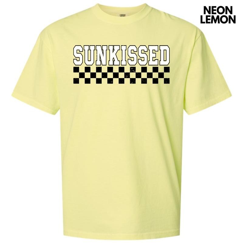 Sunkissed Varsity Checkered Comfort Colors T-Shirt 'NLB' Hoodie, Sweatshirt | DripVista.com
