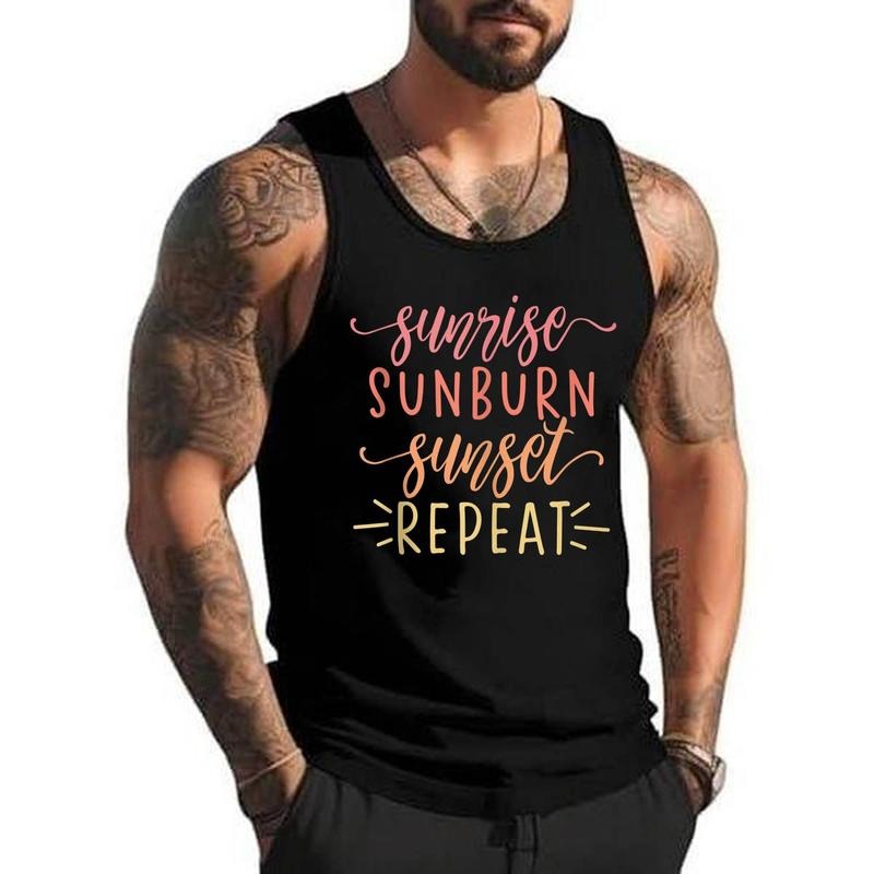 Sunrise Sunburn Sunset Repeat Unisex Tank Top, Cotton, Size S-3XL T-Shirts, Hoodie, Sweatshirt | DripVista.com