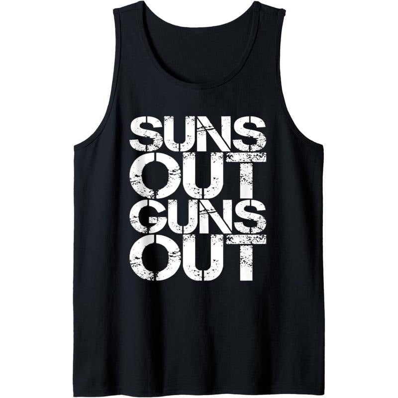 Suns Out Guns Out Workout Funny Gym Muscle Exercise Sunsout Tank Top MADE IN USA