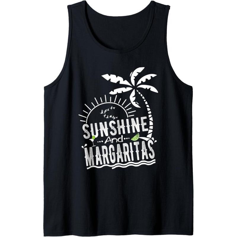Sunshine And Margaritas Summer Vacation Beach Tank Top Made in USA T-Shirts, Hoodie, Sweatshirt | DripVista.com