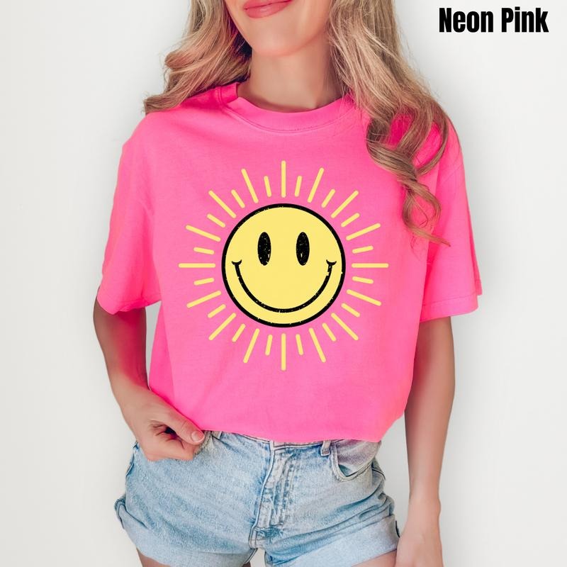 Sunshine Happy Face Comfort Colors T-Shirt 'NLB' Hoodie, Sweatshirt | DripVista.com