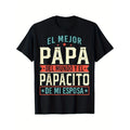 "Superhero team Mejor Papa Del Mundo" Spanish Design T-Shirt - Cotton Blend, Round Neck, Machine Washable, Black, Ideal TNF'WB shield Day Gift, Perfect for Sports & Outdoor Activities,