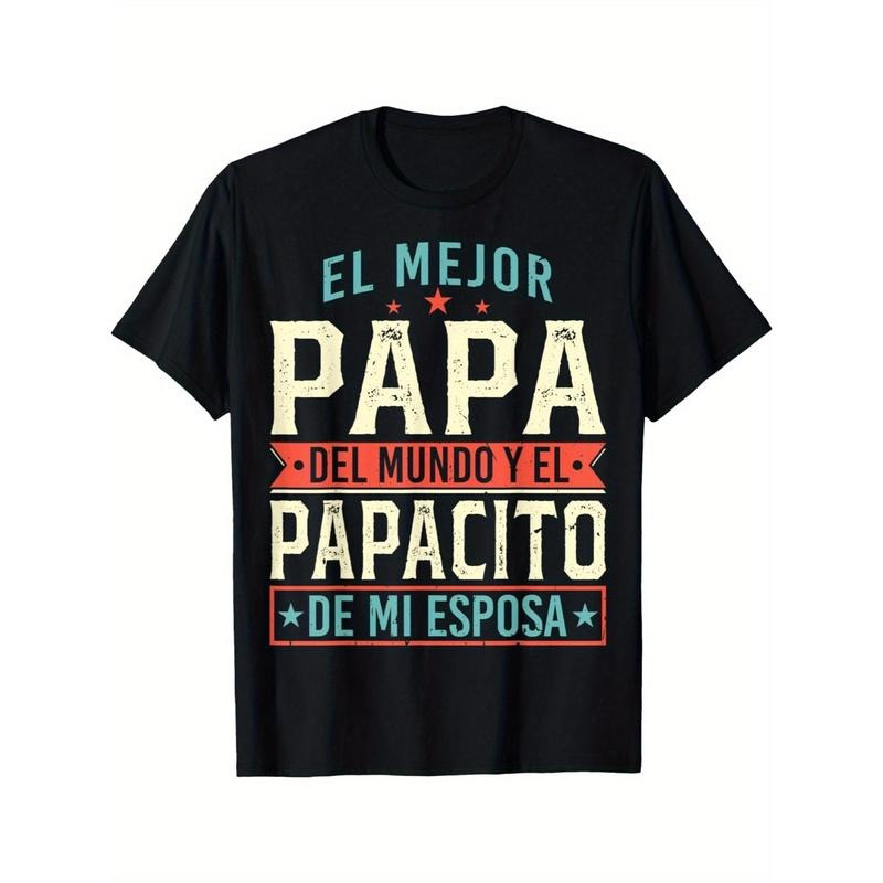 "Superhero team Mejor Papa Del Mundo" Spanish Design T-Shirt - Cotton Blend, Round Neck, Machine Washable, Black, Ideal TNF'WB shield Day Gift, Perfect for Sports & Outdoor Activities,