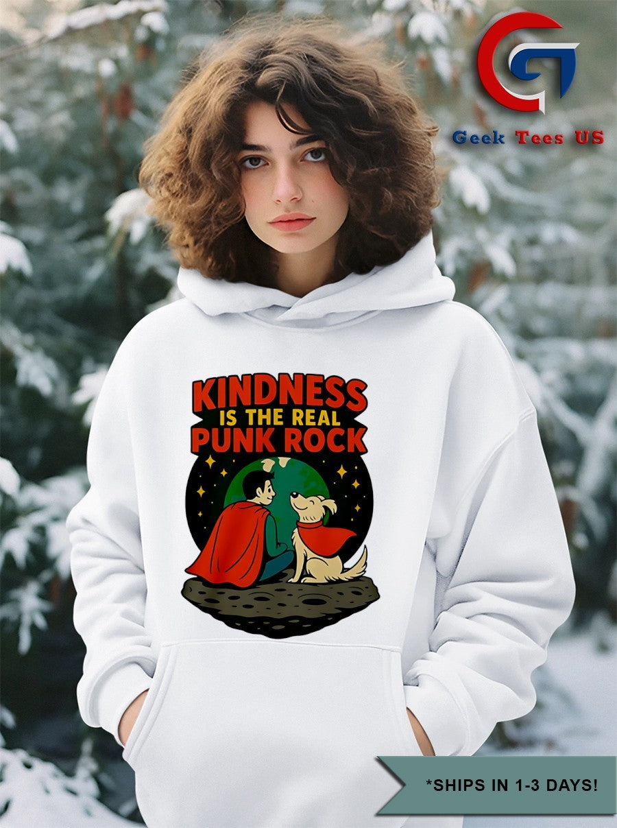 Superman and Krypto Kindness is The Real Punk Rock cartoon shirt