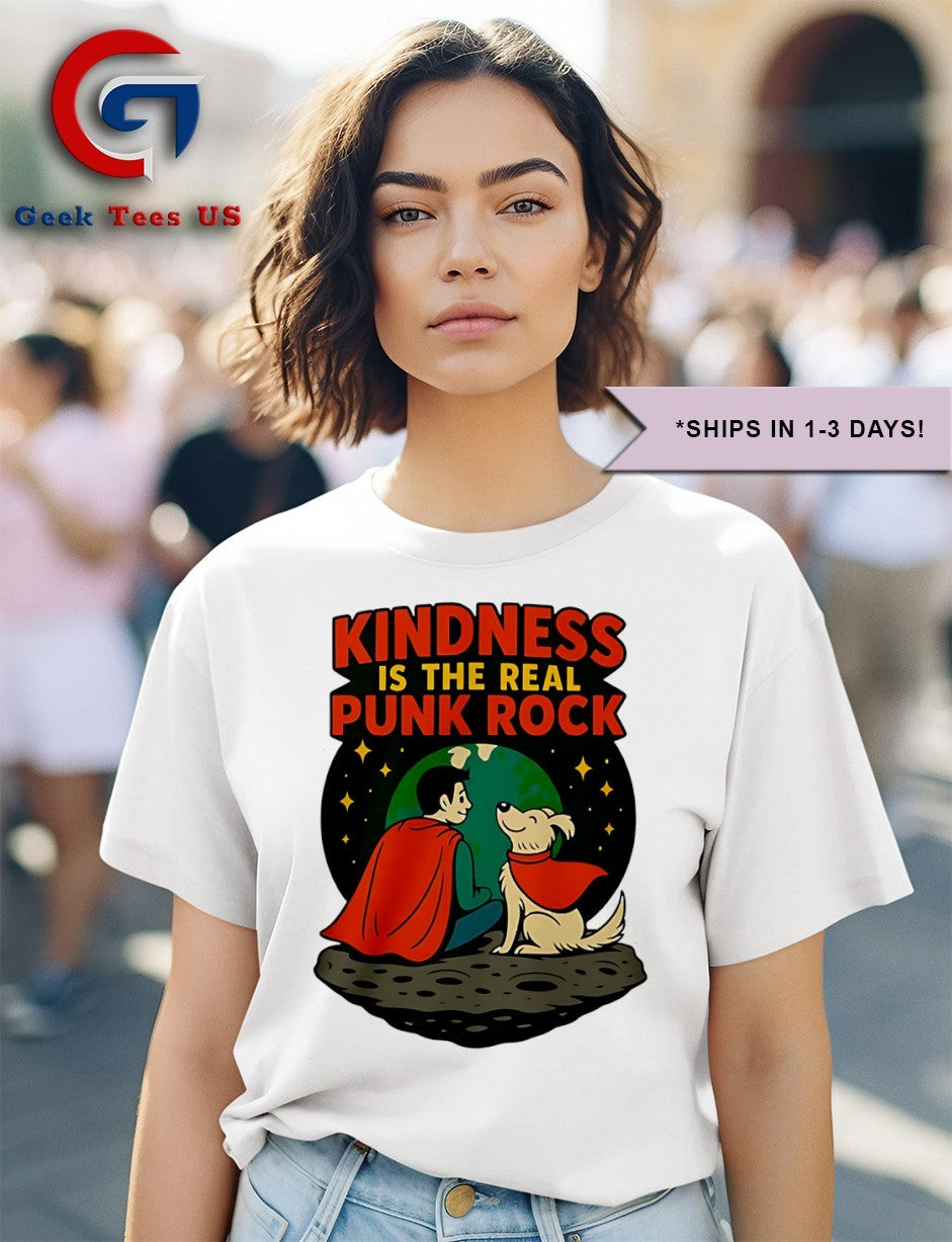 Superman and Krypto Kindness is The Real Punk Rock cartoon shirt