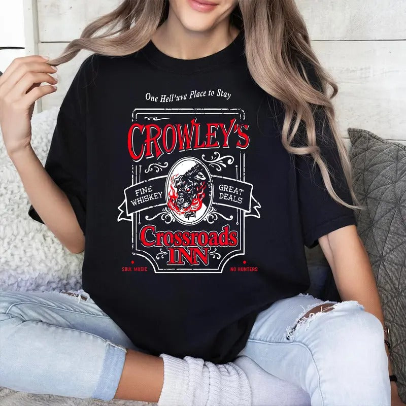 Supernatural T Shirt, Supernatural Crowley's Crossroads Inn Shirt, Gift For Woman and Man Unisex T-Shirt Sweatshirt Hoodie Casual Cotton