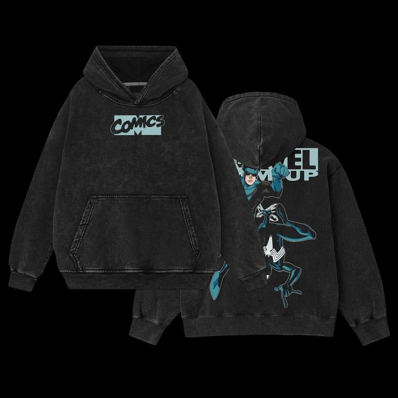 Superstyle MTU Spidey vs Mark Grayson Invincible WB shield Bat brand Double Printed Oversize Lightweight Acid Washed...