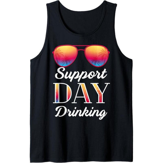 Support Day Drinking Funny Retro Family Beach Vacations Tank Top Made in USA
