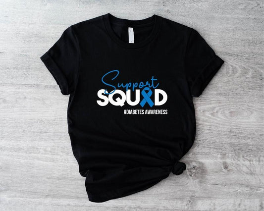 Support Squad T-Shirt, Diabetes Awareness Shirt, Blue Ribbon Family Support Tee, In November We Wear Blue Shirt