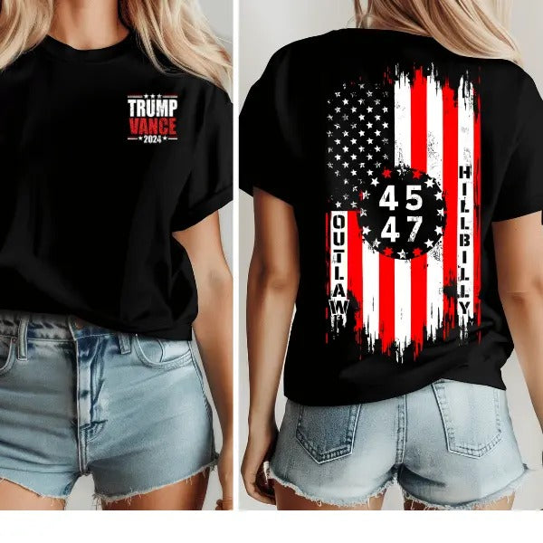 Support Trump President 2024 in the Upcoming Election with the Trump 45 47 2 Sided TShirt, Gift for Trump Supporters,...