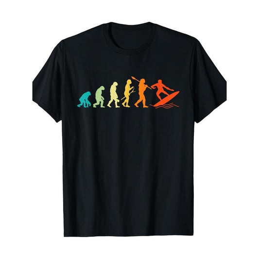Surfer Evolution - Surfboard Surfer Surf T-shirt 100% cotton T-shirt Made in USA