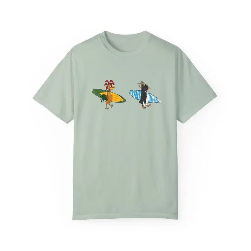 Surfing Chicken Unisex T-shirt - Joe and Cody Maverick Beach Tee, Ocean Waves Graphic, Summer Vibes Shirt, Coastal Theme Top, Surf Lovers