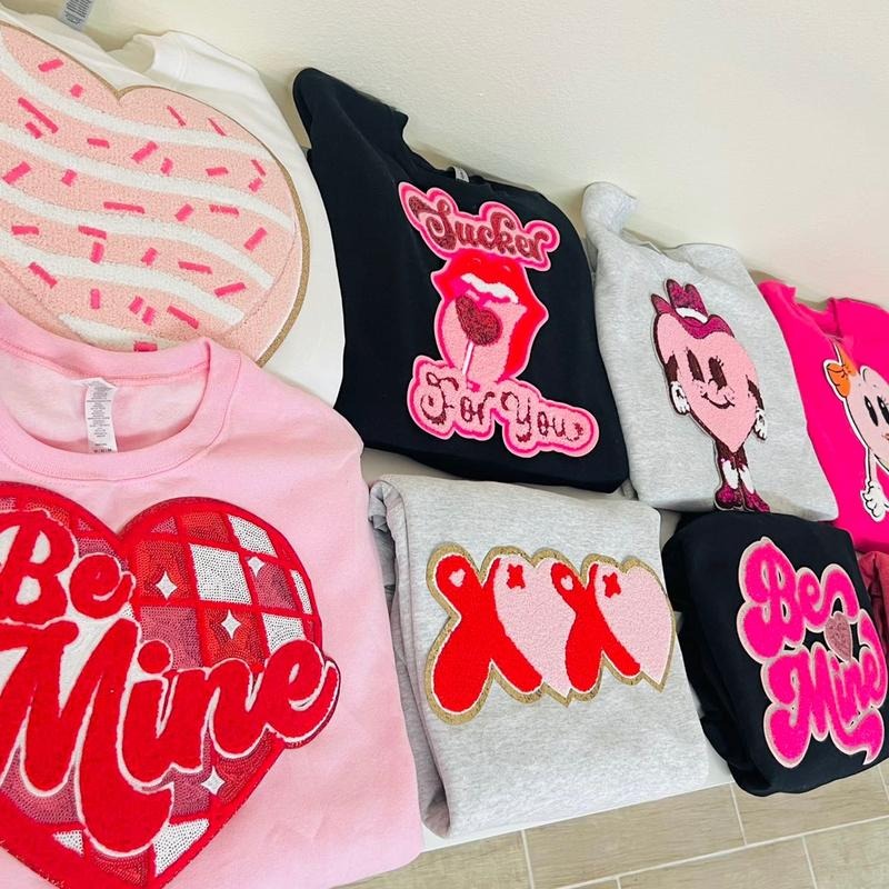 Surprise Valentines Day Chenille Patch Sweatshirt T-Shirts, Hoodie | DripVista.com