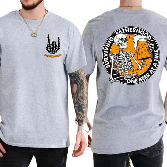 Surviving Fatherhood One Beer At A Time Shirt, Funny Fathers Day Shirt, Fathers Day Shirt, Drinking Dad Shirt, Happy Fathers Day Shirt