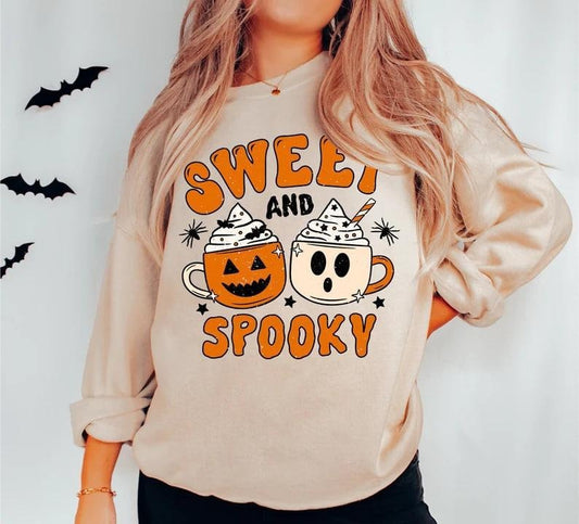 Sweet and Spooky Cute Halloween Sweatshirt, Womens Halloween Hoodie, Autumn Shirt, Womens Halloween Shirt, Fall Graphic Tee, Fall Coffee Sweatshirt, Hoodie, Comfort Colors
