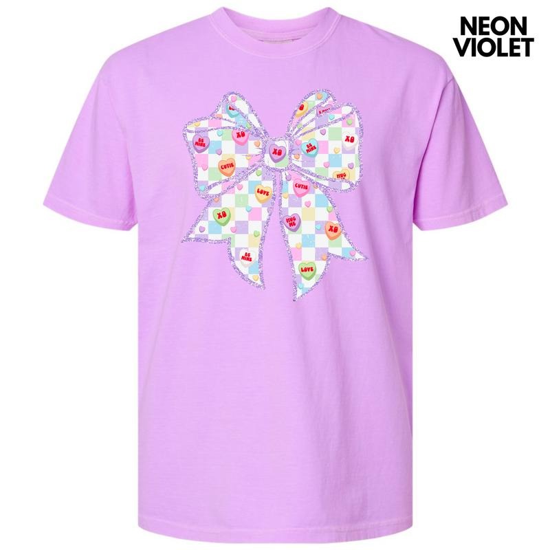 Sweethearts Checkered Bow Comfort Colors T-Shirt 'NLB' Hoodie, Sweatshirt | DripVista.com