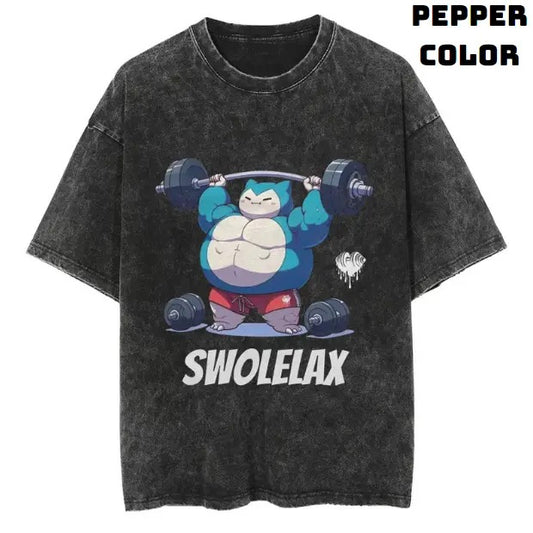 Swolelax Gym Pokemon Vintage Tee,  Snolax Shirt, Pokemon Shirt, Vintage Pokemon Anime T-shirt, Anime Manga Shirt, Gym Fitness Shirt, Vintage Graphic Tee, Unisex T-Shirt, Gift For Fan Pokemon, Crewneck Short Sleeve Shirt Top Menswear Streetwear