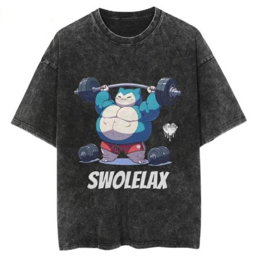 Swolelax Vintage Mineral Wash Tee, Snorlax Mineral Wash T-Shirt, Pokemon Tee, Trendy Looks, Stay Ahead of the Curve, Looks Good