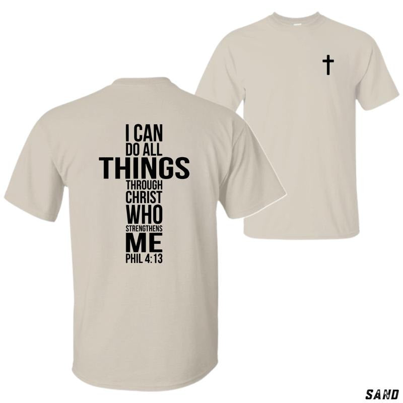 Swoosh Can Red plumber brand Spiky hair fighters Things Through Christ T-Shirt - Inspirational Bible Verse Design with...