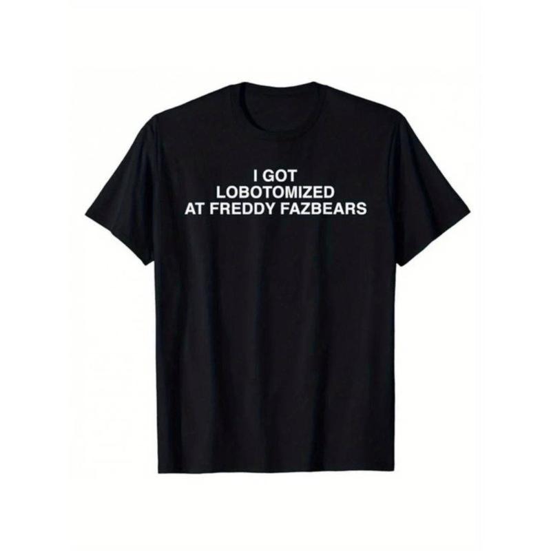 Swoosh Got Lobotomized At Freddy Fazbears Funny Meme T-Shirt Personality Letters Printed Saying Tee Graphic Outfits Short...