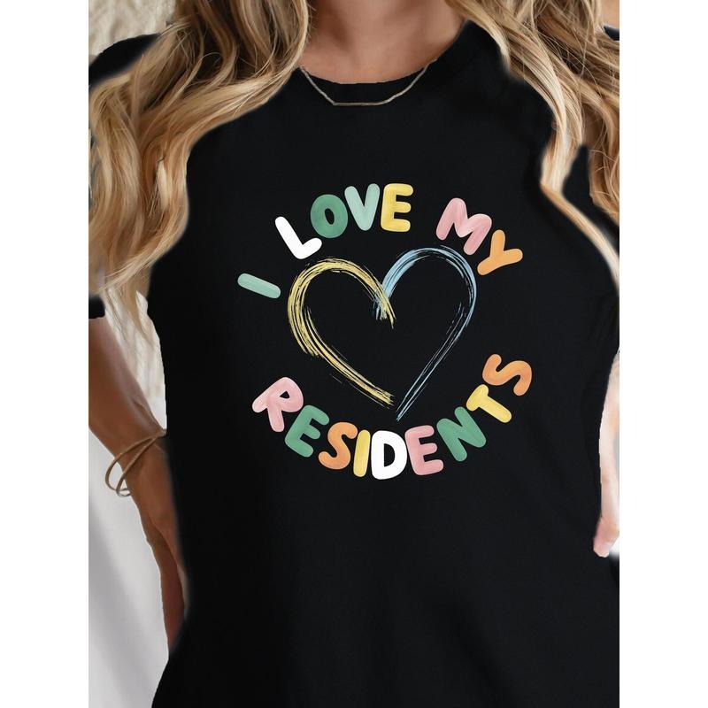 Swoosh LOVE MY RESIDENTS Women'WB shield 100% Cotton Comfort Fit T-Shirt - Casual Round Neck Tee with Colorful Resident...