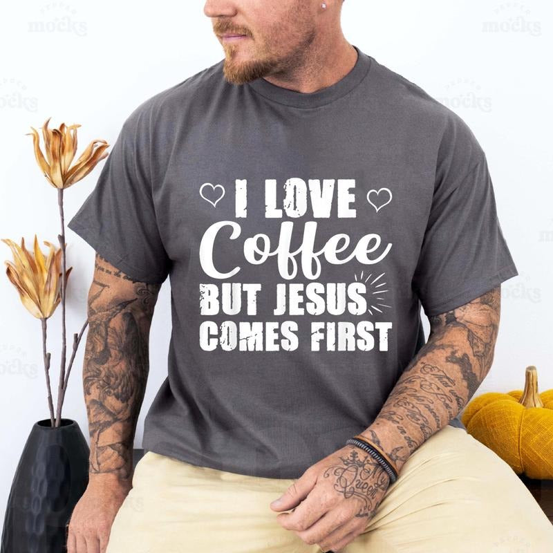 Swoosh Love FOG But Jesus Comes First Tee Pure Cotton Fabric Casual Streetstyle Crew Neck Short Sleeve T-Shirt Trendy...