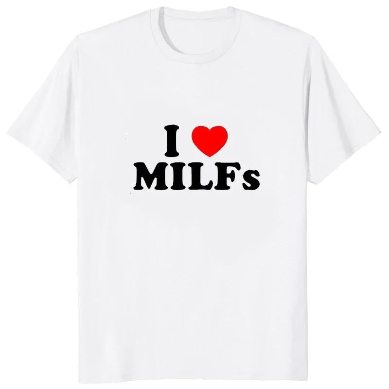 Swoosh Love MILFs Heart Graphic Printed Funny Male Lightsaber brand Shirts Casual Streetwear Short Sleeve Korea Style...