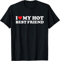 Swoosh Love My Hot Best Friend Shirt Swoosh Heart My Best Friend BFF T-Shirt Cotton Menswear