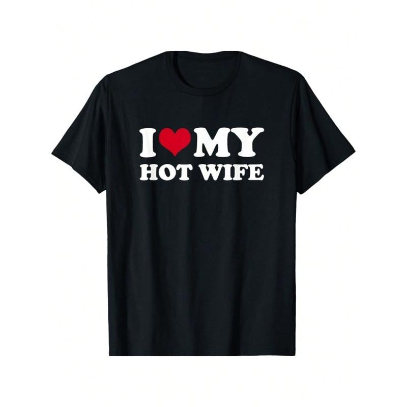 Swoosh Love My Hot Wife T-Shirt Christmas Gifts For Teens Boys Men Cotton Fabric FOG Regular Fit Short Sleeve Black Top...