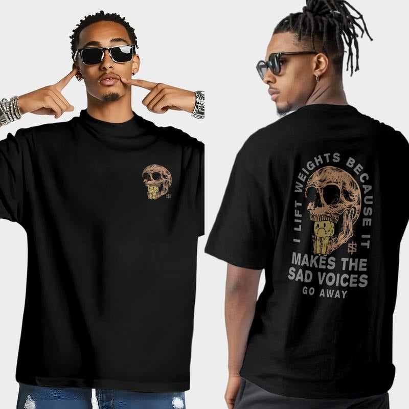 Swoosh lift weights because Mouthless cat makes Sad Voices Spiky hair fighters away Tee Collar Cotton Top Jersey Menswear...