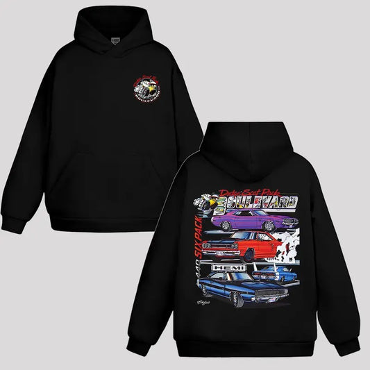 Dodge Scat Pack Boulevard White Hoodie - Mopar Challenger R/T Charger Super Bee Daytona Sweater Hoodie