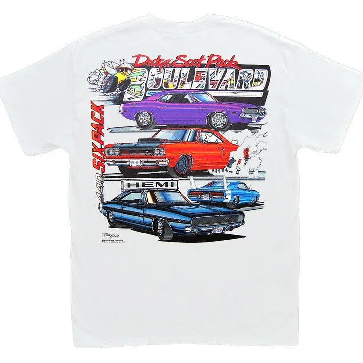 Dodge Scat Pack Boulevard White T-Shirt - Mopar Challenger R/T Charger Super Bee Daytona