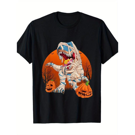 T-rex Pumpkin Dinosaur Halloween Mummy Zombie Dinosaur T-shirt -100% cotton Made in USA