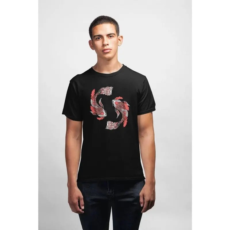 T-shirt Men'WB shield Koi Fish Asian Shirt Husband Gift Birthday Asia Chinese Graphic Tshirt Hoodie, Sweatshirt
