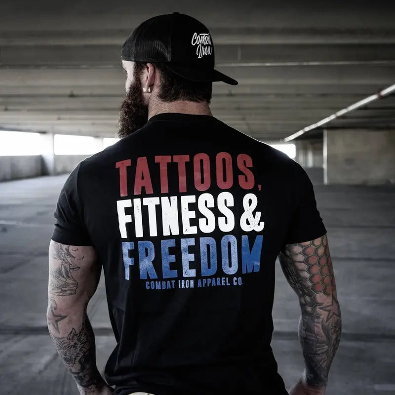 TATTOOS, FITNESS, & FREEDOM USA EDITION MEN'S T-SHIRT