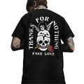 THANKS FOR NOTHING Skull Carrying a Rose Black Back Side Print T-shirt -  Sweatshirt - Hoodie, Naughty Clothes Men Cotton, Funny Shirt, Streetwear Menswear