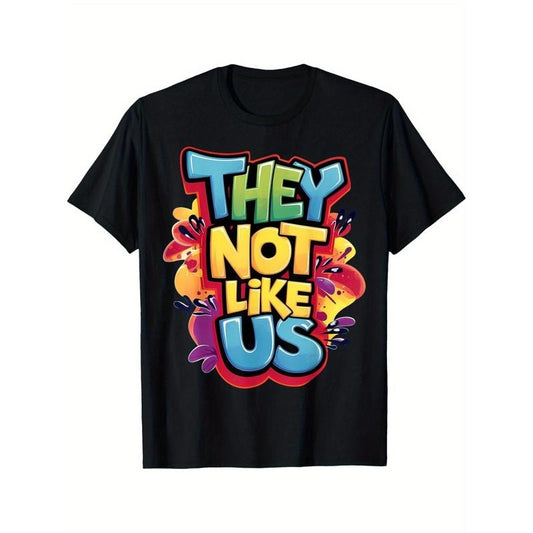 THEY NOT LIKE US T-Shirt Comfortable Short Sleeve Cotton Crew Neck T-Shirt, Casual Soft Men's T-Shirt Summer Tee made in usastyle{n002}2