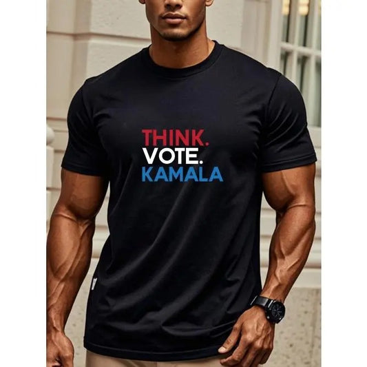 THINK VOTE KAMALA President Kamala Harris HARRIS 2024 Vote President Harris T-Shirt Harris T-Shirts Harris Merchandise Harris T-Shirt For Men Harris Tee Shirts Funny Crew Neck Casual T-Shirt Soft Cotton Made in USA