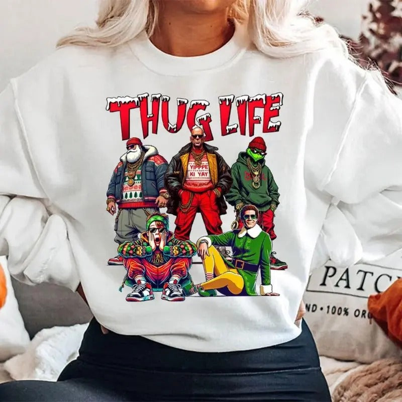 THUGLIFE Christmas Shirt, Christmas Movies Shirt, Xmas Graphic Tee Hoodie, Sweatshirt | DripVista.com