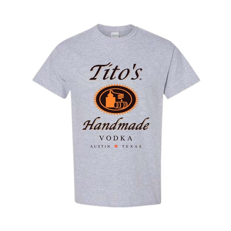 TITO'S Handmade Vodka Austin Texas Label Cewneck Sweatshirt T-shirt, Austin Texas Label, Vodka Alcohol Alcoholic , Tito's Fan gift, Drinking Shirts Classic Cotton