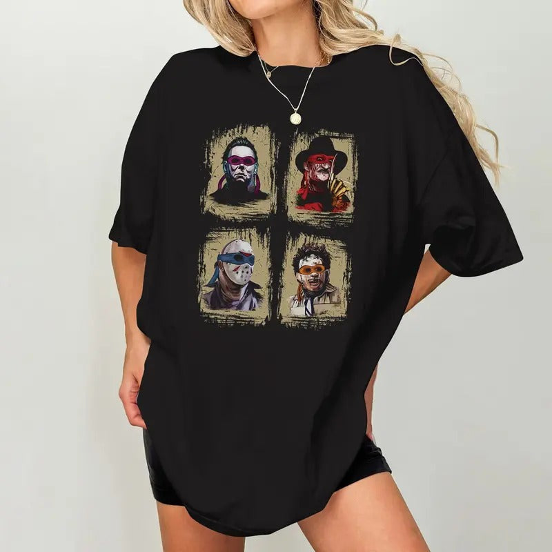 TMNT Lovers   Movie Shirt Teen Mutant Ninja Turtles Michael Myers Jason Voorhees Freddy Krueger Shirt   Halloween Shirt T-Shirt Top