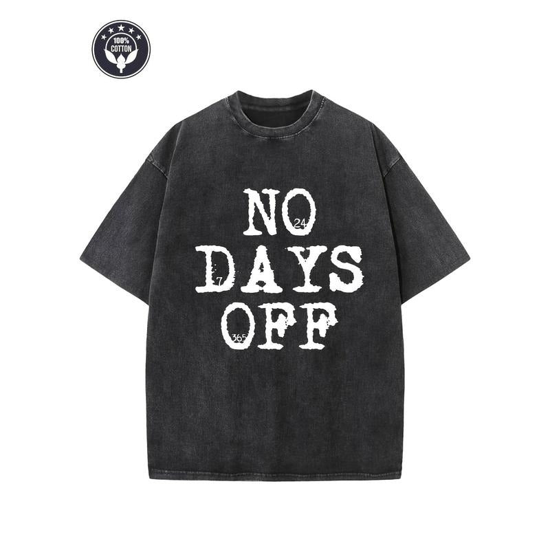"TNF DAYS FOG" Creative Pattern Printing Heavy 230g Pure Cotton Oversized Drop Shoulder T-shirt Washed T-shirt Retro Street T-shirt Basic T-shirt Loose Hip-hop Unisex Top Acid Wash T-shirt style 02