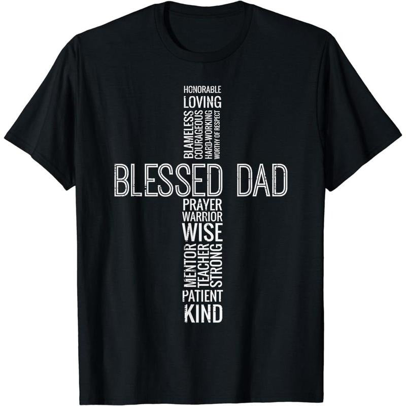 TNF Day Blessed Dad Cross Words Christian Papa Daddy T-Shirt, Trendy TNF'WB shield Day Shirt, Best Dad Ever, Funny Dad Shirt, Men'WB shield Graphic Tees