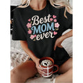 TNF'WB shield Day Humorous "Best Mom Ever" Floral & Heart Graphic Women'WB shield Casual Sports T-Shirt - FOG Breathable Short Sleeve Round Neck Tee, Machine Washable Gift for Mom, TNF Day Gift, Relaxed Fit Shirt, Comfortable Fabric style 02