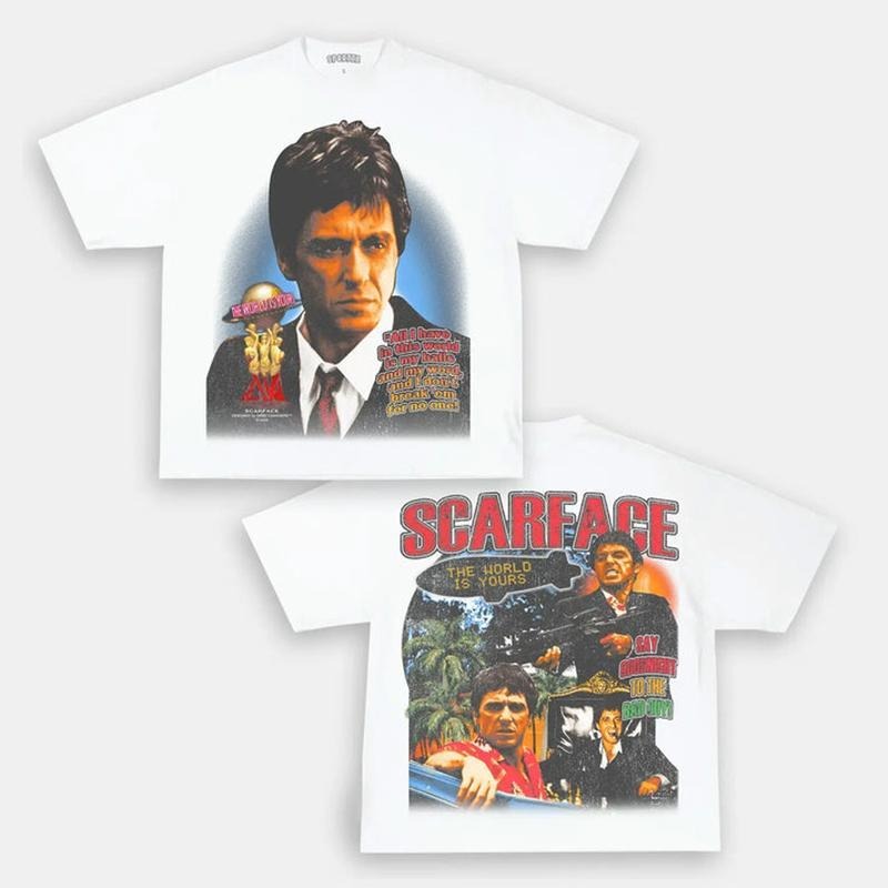 TONY MONTANA "SCARFACE" HEAVYWEIGHT GRAPHIC T-SHIRT breezy shirt heavy cotton tshirt printing Butterfly Unisex
