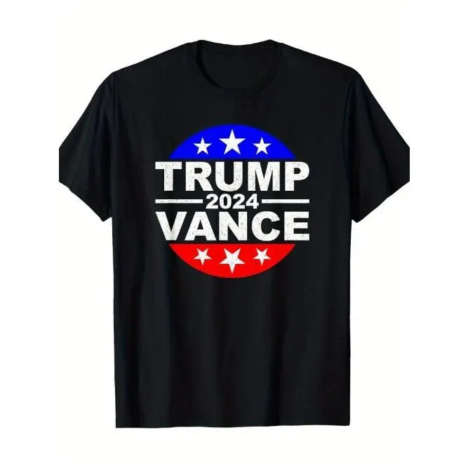 TRUMP 2024 VANCE Pattern T-Shirt, Men's Sports T-Shirt Comfortable and Versatile, Suitable for Spring, Summer and Autumn Made in USA