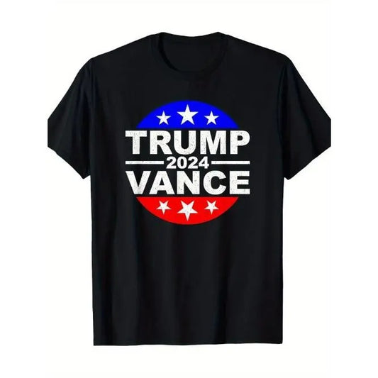 TRUMP 2024 VANCE Pattern T-Shirt, Men's Sports T-Shirt Comfortable and Versatile, Suitable for Spring, Summer and Autumn Made in USA