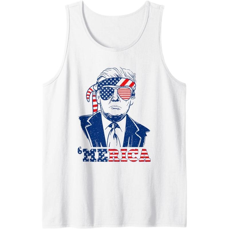 TRUMP Happy 4th Of July Trump American Flag Funny Tank Top made in usa T-Shirts, Hoodie, Sweatshirt | DripVista.com